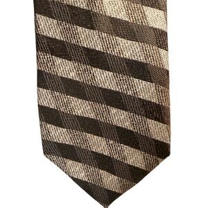 Brooks Brothers Irregular Silk Brown Sand Stripe Neutral Ultra Soft Tie